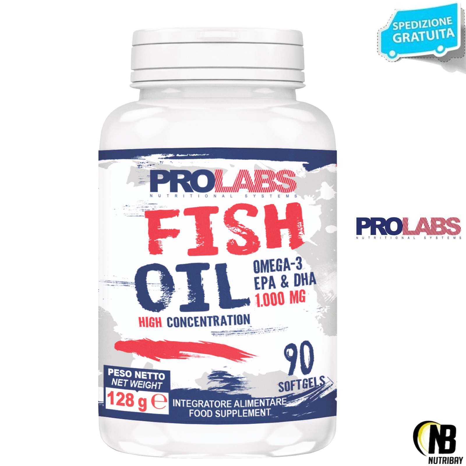 Prolabs Fish Oil Omega-3  90 Perle Olio di Pesce EPA DHA Alta Concentrazione