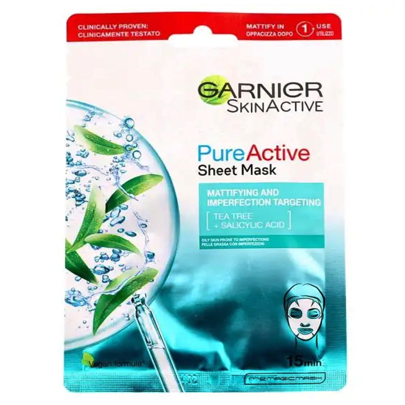GARNIER PUREACTIVE MASCHERA VISO IN TESSUTO ANTI IMPERFEZIONI