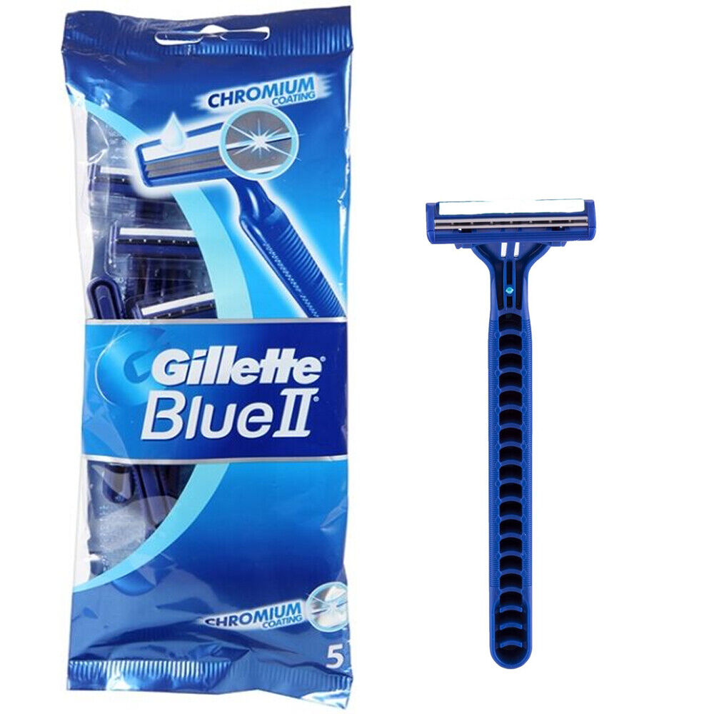 GILLETTE BLUE 2 CHROMIUM COATING RASOIO USA E GETTA CONFEZIONE 5 PEZZI