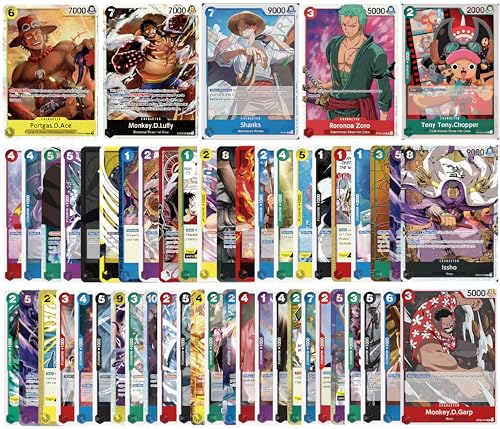 One Piece Card Game - 50 Diverse Carte One Piece Con 5 Carte Holo Garantite - Inglese