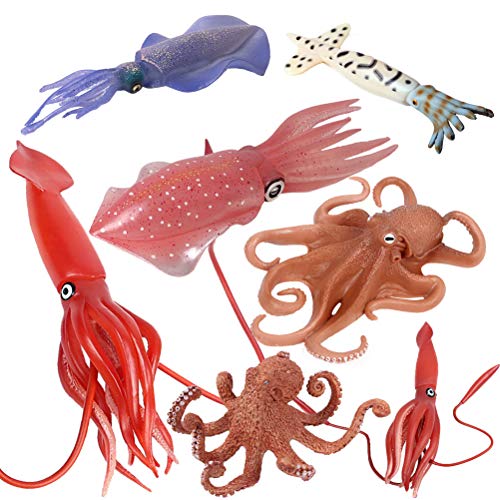 Jokfeice Figure Di Animali 7 Pcs Realistico Plastica Polpo Famiglia Action Modello Di Progetto Di Scienza, Di Apprendimento Giocattoli Educativi, Rega