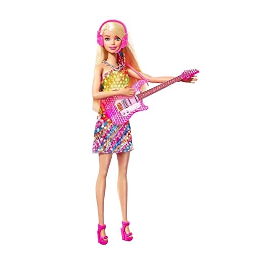 Barbie - Grande Città, Grandi Sogni, Bambola Malibu Bionda Alta 29,21 Cm Canta Con Microfono E Chitarra, Luci E Suoni E Tanti Accessori, Giocattolo Pe