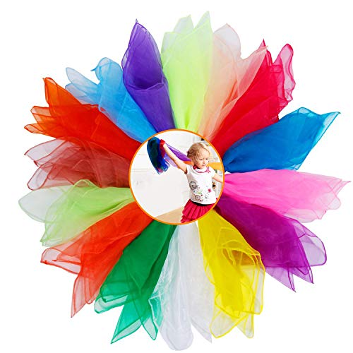 15 Pezzi Foulard Colorati, Xcozu Foulard Per Bambini Foulard Giocoleria, Sciarpe Di Giocoleria Foulard Danza Bambini Festa Gioco Decorazione Accessori
