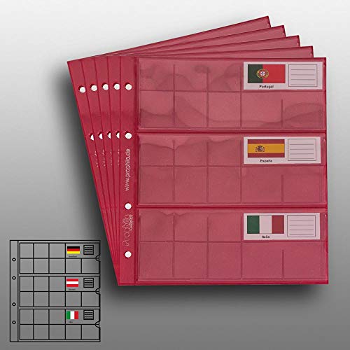 5 Small Prophila Kobra Coin Sheets For Euro Coins With Flags Cards