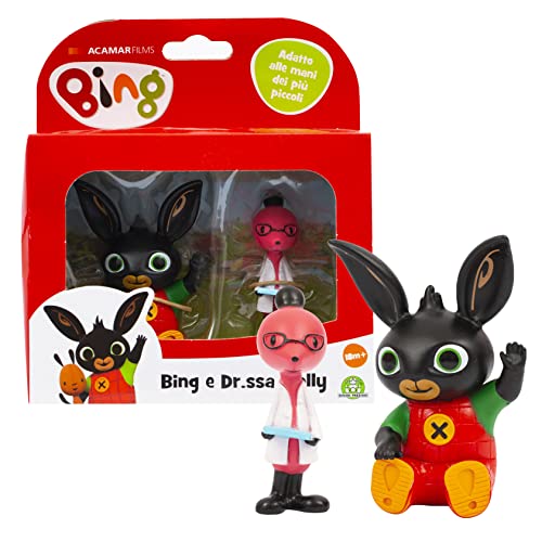 Giochi Preziosi Bing - Coppia Di Mini Personaggi, Bing Seduto Che Saluta E Dott. Molly Con La Tua Cartelletta, Adatti Per Le Mani Dei Più Piccoli, Per