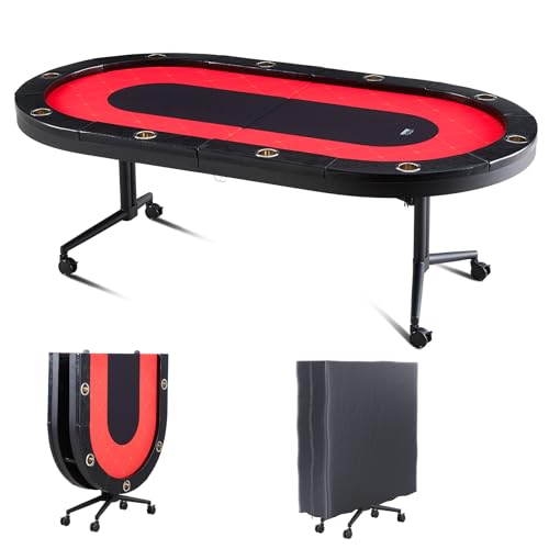 Vevor Tavolo Da Poker Pieghevole Per 10 Giocatori, Tavolo Da Poker Blackjack Texas Holdem Con Guide Imbottite E Portabicchieri In Acciaio Inossidabile