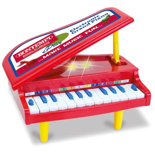 Bontempi- Grandiosokeys-Pianoforte Elettronico A Coda Per Un'Elegante Esplorazione Musicale, 215X180X190 Mm, Colore Rosso, 10 1210