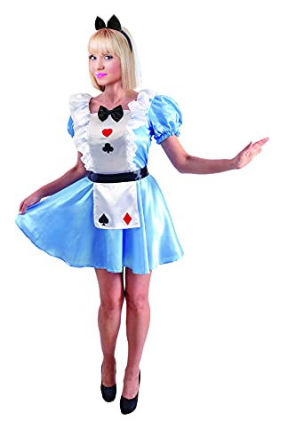Ciao- Alice Wonderland Costume Travestimento Ragazza Donna Adulto, Colore Azzurro, Bianco, Nero, Rosso, Taglia Unica 40-42, 14812