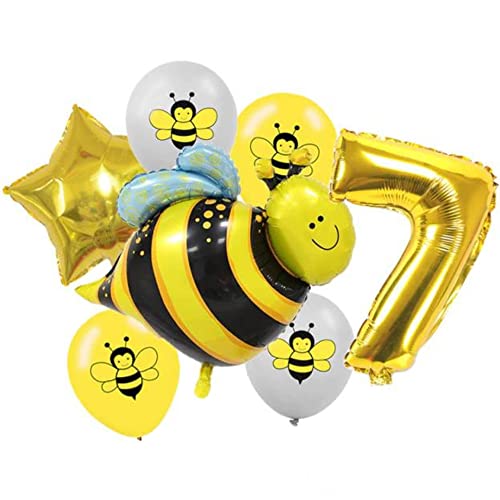 Diwuli Palloncini Ape 7 Anni Set - Numero 7 Palloncini Compleanno 7 Anni Oro, Palloncini Animali Foresta Decorazioni Compleanno, Pallone Palloncino Ra