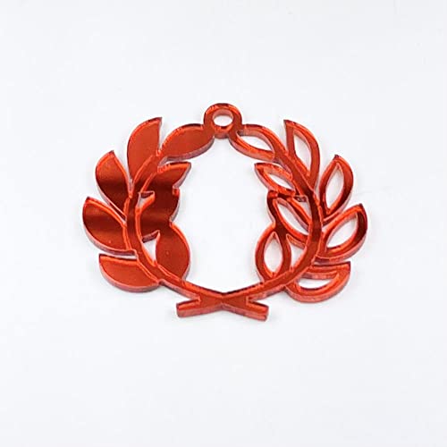 24X Decorazione Bomboniera Laurea Corona D'Alloro In Plexi Rosso 3.5 Cm