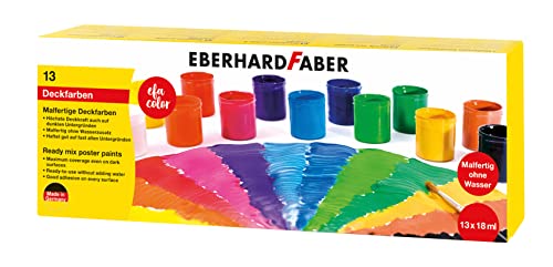 Eberhard Faber 575613 - Efa Color Colori Opachi Pronti All'Uso, Set Con 13 Colori In Barattoli Da 18 Ml, Massima Opacità, Miscelabili, Adatti A Divers