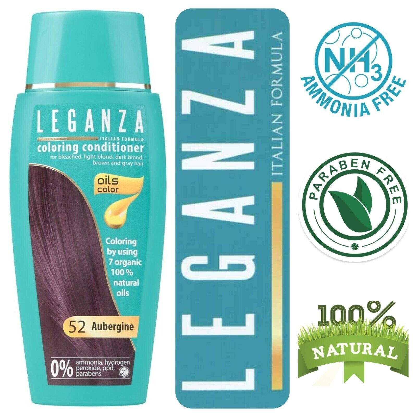 Leganza Balsamo Colorante Naturale per Capelli Colore Melanzana  Nº 52