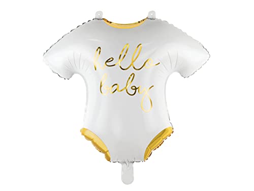 Palloncino Foil Mylar Pagliaccetto Tutina Bambino Bianco E Oro 51X45 Cm
