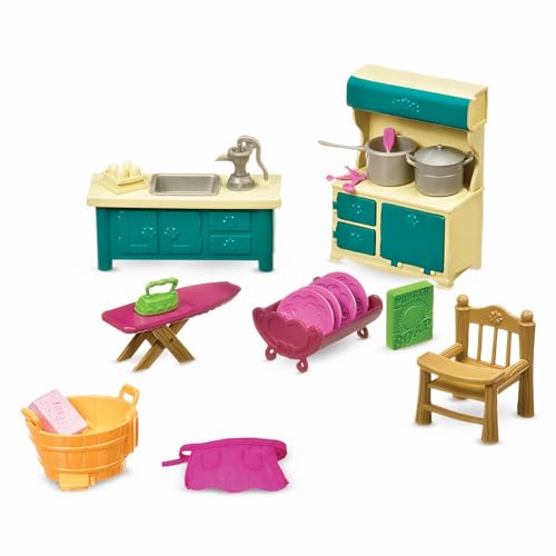 Li'L Woodzeez 6125Z Angolo Cottura E Pulizia Della Casa, Set Da 21 Pezzi Con Mobili Da Cucina E Accessori, Giocattoli In Miniatura E Set Da Gioco Per 