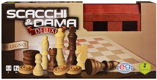 Editrice Giochi Set Scacchi E Dama In Valigetta Di Legno, 8 Anni In Su,