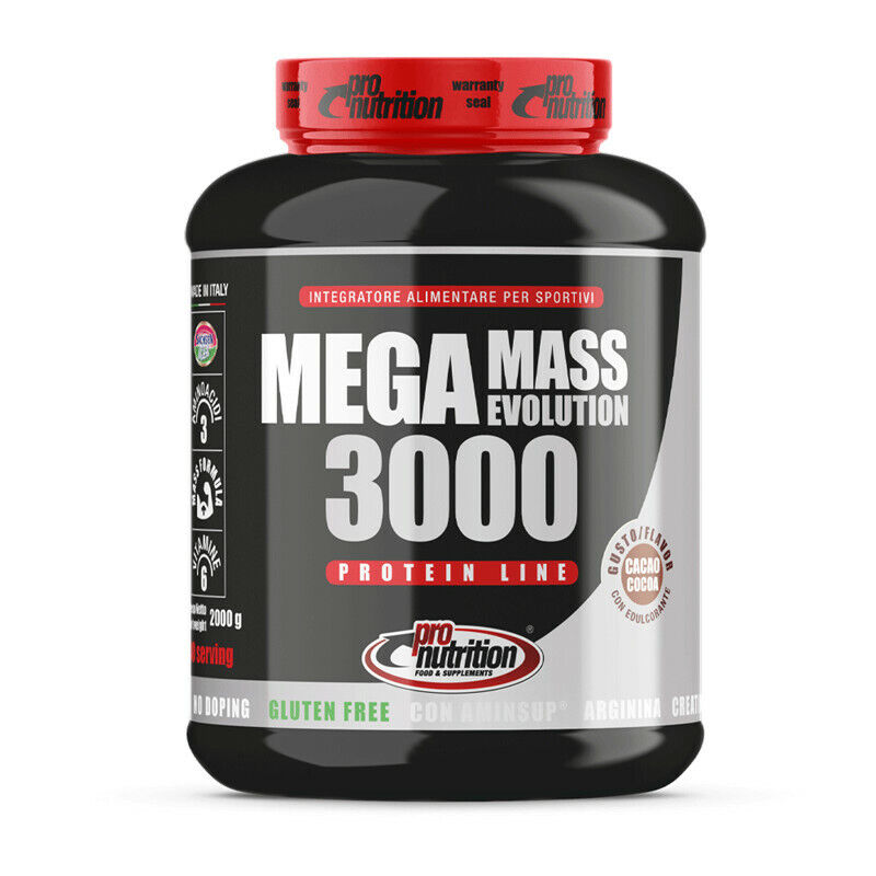 PRONUTRITION MEGAMASS 3000 gainer per aumento massa muscolare 2kg CACAO