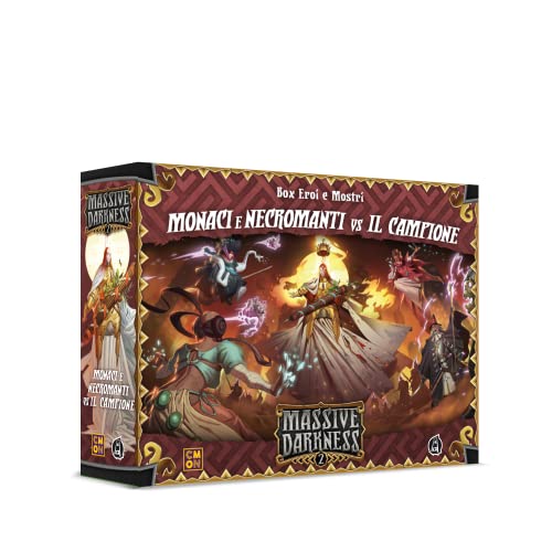 Asmodee - Massive Darkness 2: Monaci E Necromanti Vs Il Campione – Box Eroi E Mostri, Espansione Gioco Da Tavolo, Edizione In Italiano