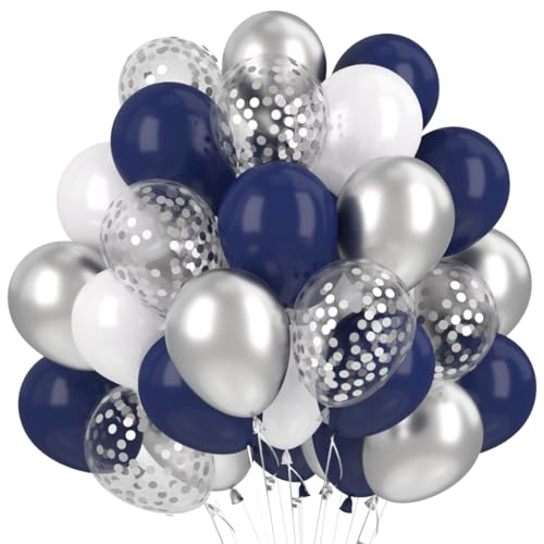60Pcs Palloncini Blu Con Coriandoli, In Lattice, Colore Blu Marino, Per Matrimoni, Compleanni, Ragazzi, Bambini, Battesimi, Cresima, Baby Shower