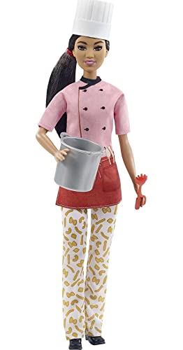Barbie -Bambola Pasta Chef, Con Giacca E Cappello Da Chef E Tanti Accessori, Giocattolo Per Bambini 3+ Anni, Gtw38