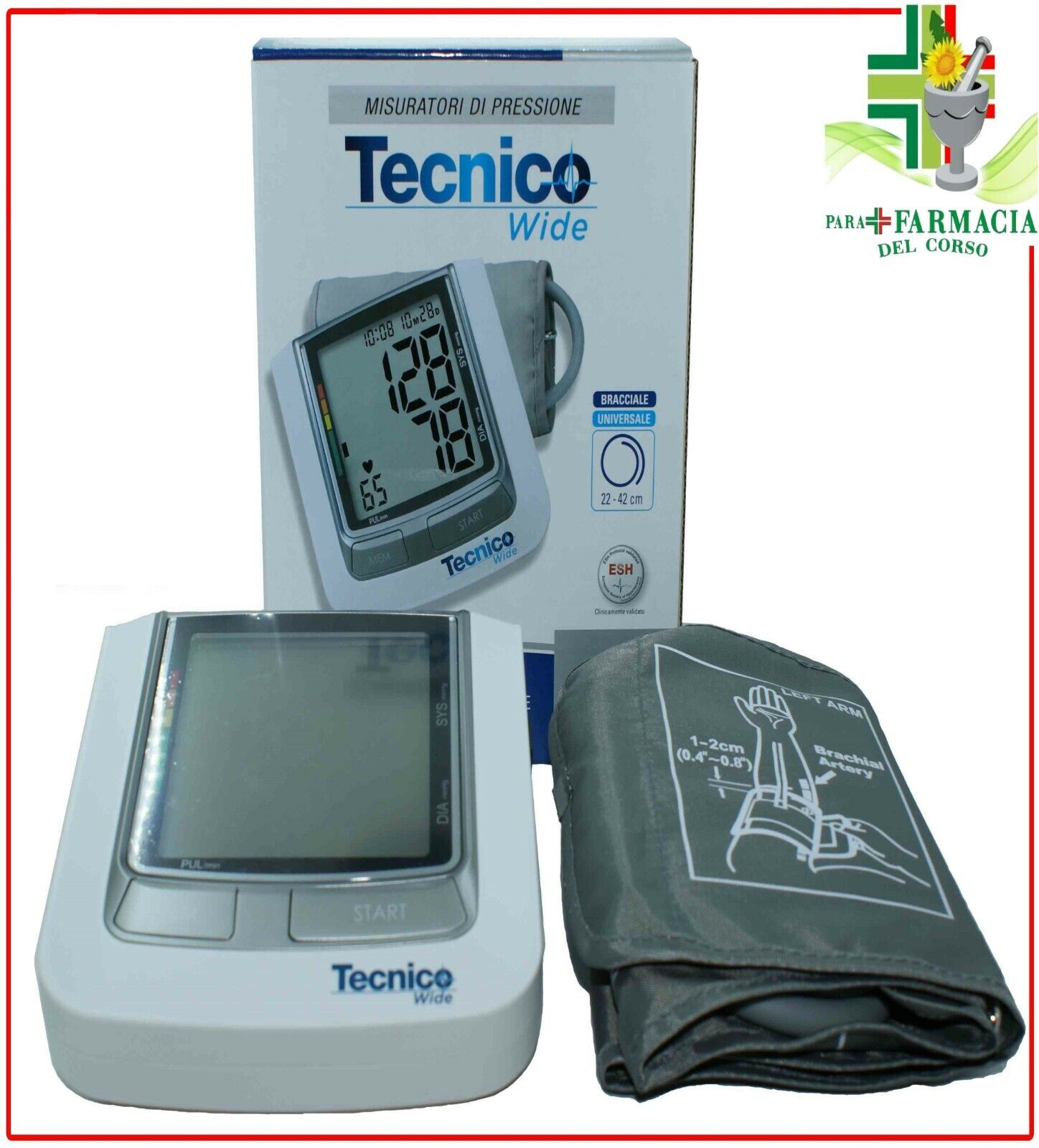 TECNICO SFIGMOMANOMETRO DA BRACCIO AUTOMATICO DIGITALE LCD 3,5'' RETROILLUMINATO