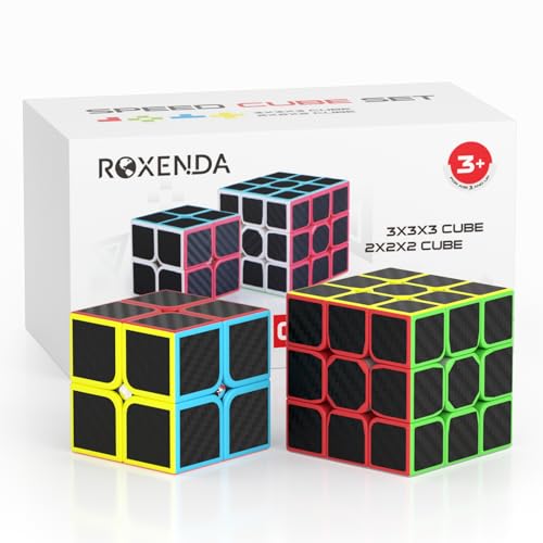 Roxenda Speed Cube Set, [2 Pezzi] Magic Cube Set Di 2X2 3X3 Cube, Tornitura Facile & Gioco Regolare - Cubo Magico In Fibra Di Carbonio