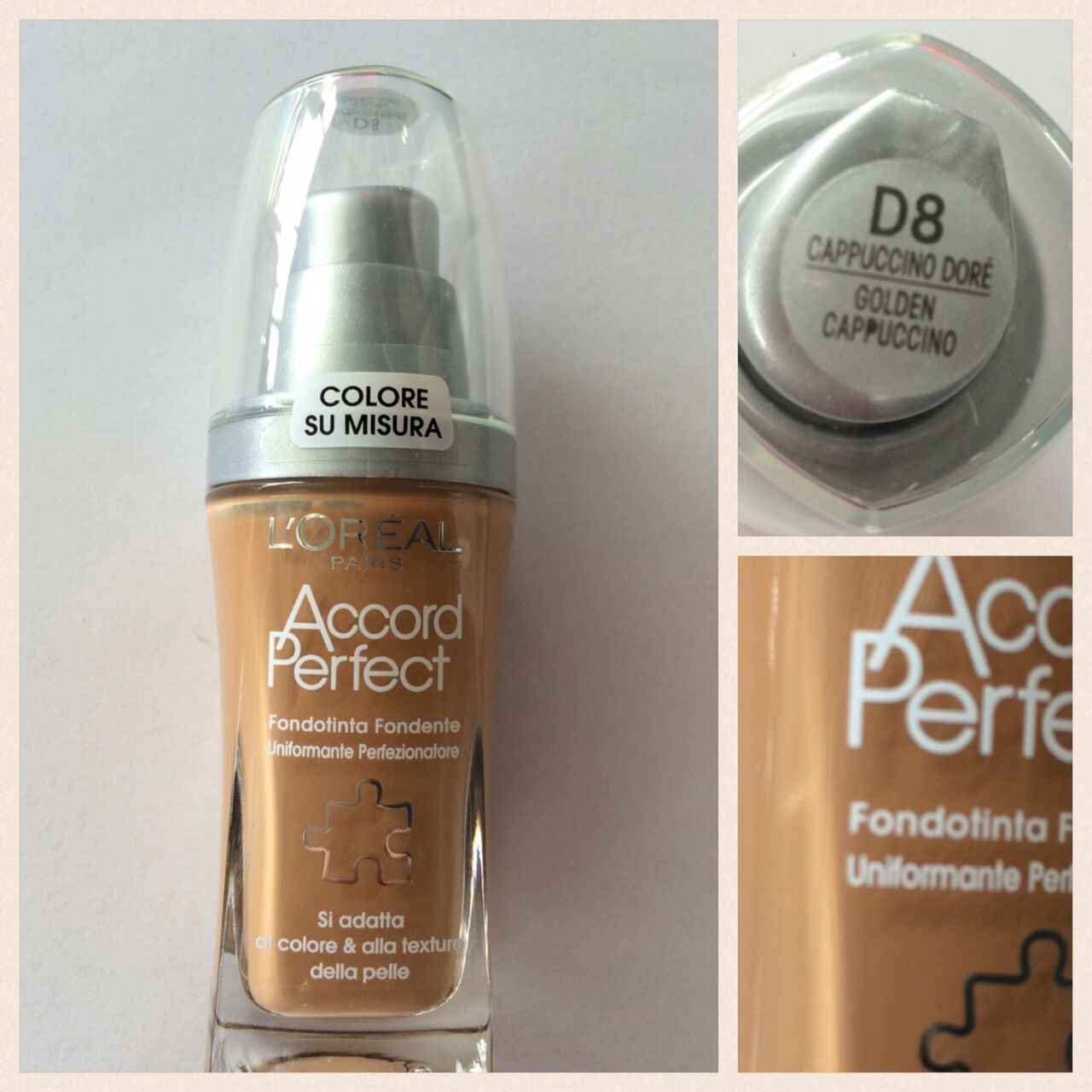 fondotinta L'OREAL ACCORD PERFECT D8 CAPPUCCINO DORE' PERFEZIONE fondente