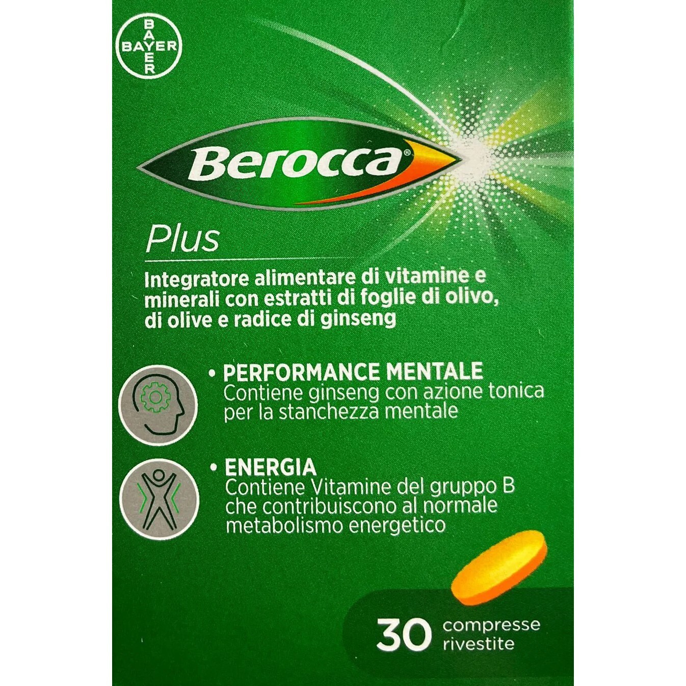 BEROCCA PLUS 30 COMPRESSE RIVESTITE - INTEGRATORE ENERGIA BAYER
