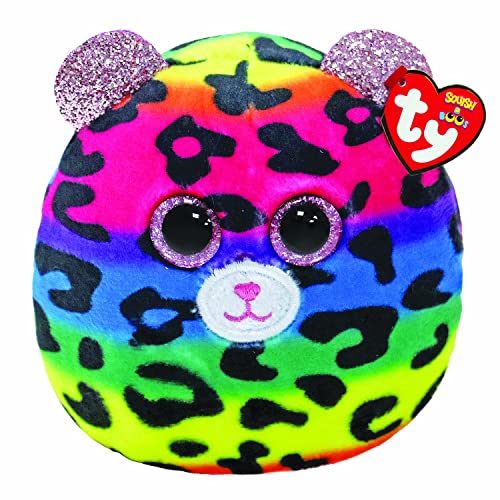 Ty Squishy Beanies-Il Leopardo Dotty, Mini Cuscino Di Peluche Con Occhioni E Orecchie Rosa Glitter, Idea Regalo Per Grandi E Piccini, Tutti Da Collezi