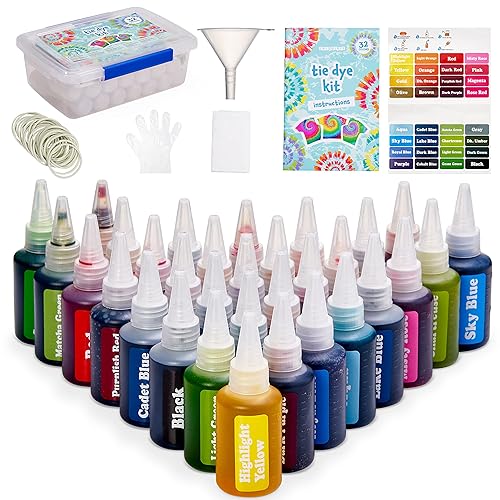 The Twiddlers 204Pcs Tie Dye Kit, 32 Colori Tie-Dye Set Con Colori E Guanti Protettivi - Tintura Divertente Per Bambini E Adulti