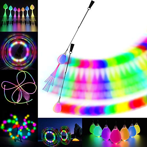Set Di 2 Led Poi Palline Giocoleria Fibra Ottica- Bolas Luminose Da Giocoleria Ricaricabili Tramite Usb Con 20 Modalità Di Luce | Premium Poi Per Prin