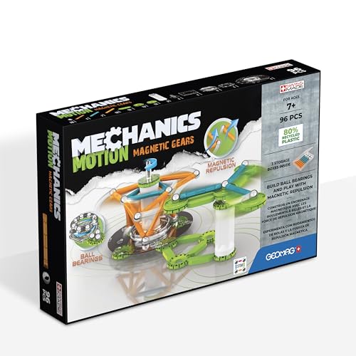 Geomag - Mechanics Motion Magnetic Gears - Educational And Creative Game For Children - Magnetic Building Blocks, Recycled Plastic - Set Of 96 Pieces