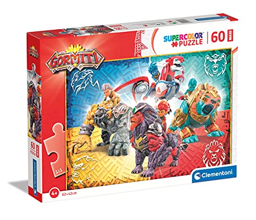 Clementoni- Puzzle Maxi Gormiti 60Pzs Does Not Apply Supercolor Gormiti-60 Pezzi-Made In Italy, Bambini 4 Anni Cartoni Animati, Multicolore, One Size,