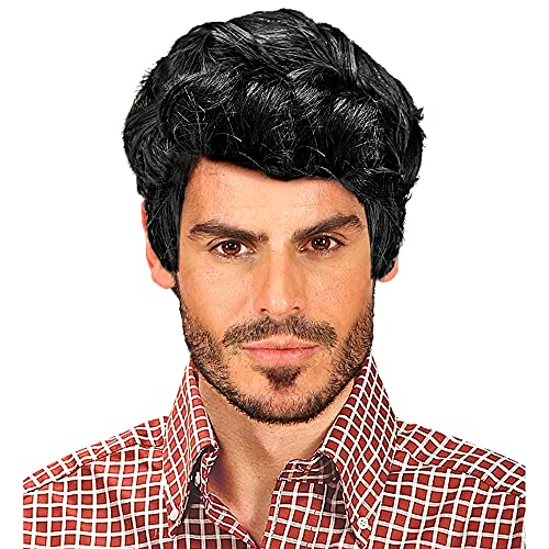 Widmann R0900 - Parrucca Rick Adulto Uomo, Anni '80, Carnevale, Feste A Tema, Colore Nero