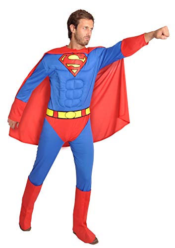 Superman Costume Adulto Originale Dc Comics (Taglia L) Con Muscoli Pettorali Imbottiti