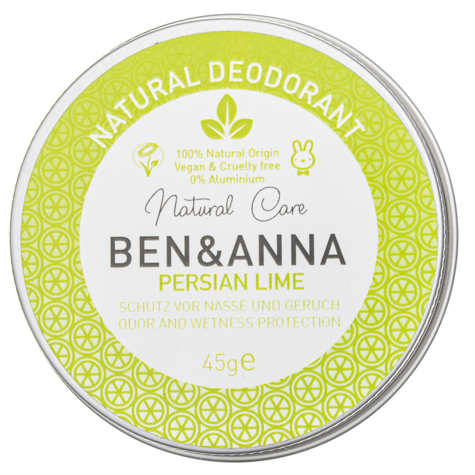 Ben&Anna Crema deodorante a base di soda Lime Persico, 45 g