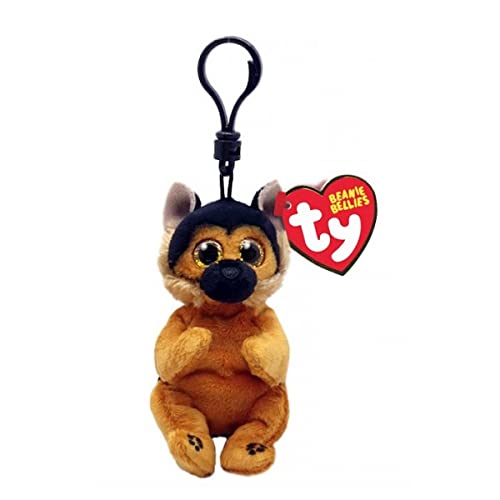 Ty Beanie Bellies Clips Anello Porta Chiavi Di Peluche, Ace Il Pastore Tedesco Con Gli Occhioni Dorati Glitter, Gli Animaletti Di Peluche Con Il Panci