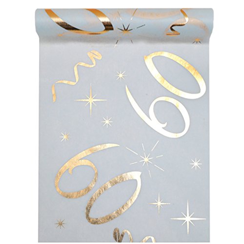 Santex Runner Da Tavola Bianco Oro 60 Anni 30 Cm X 5 M Tessuto Decorativo Striscione Runner Da Tavola