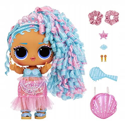 Lol Surprise Big Baby Hair Hair Hair Bambola Grande - Splash Queen - Bambola Da 28Cm Con 14 Sorprese Tra Cui Accessori Da Condividere E Capelli Veri -
