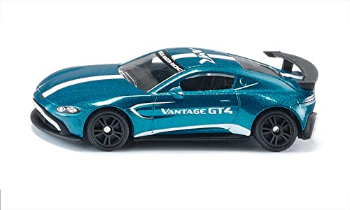Siku 1577, Aston Martin Vantage Gt4, Auto Giocattolo, Metallo E Plastica, Blu, Vernice Metallizzata, Maestoso Alettone Posteriore, Cerchioni Sportivi,
