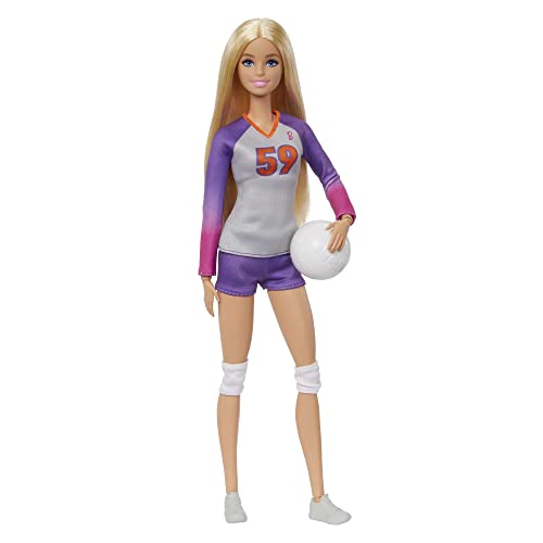 Barbie Carriere - Barbie Pallavolista, Bambola Snodata Con Divisa Sportiva, Palla E Accessori, Giocattolo Per Bambini, 3+ Anni, Hkt72