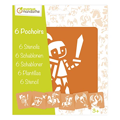 Avenue Mandarine 42838O - Kit Di 6 Stencils 15,4X22,3 Cm Con Istruzioni Incluse, Cavalieri