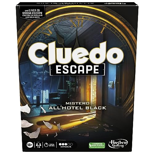 Cluedo Escape - Mistero All'Hotel Black, Gioco Da Tavolo, Gioco In Versione Escape Room Da Risolvere 1 Volta Sola Per 1-6 Giocatori, Giochi Di Mistero