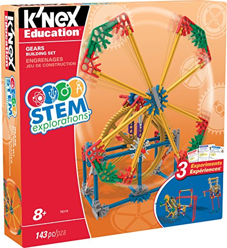 Set Da Costruzione Igranaggi Esplorazione Stem, K’Nex Education, Basic Fun, 79318, Kit Apprendimento Con 3 Progetti Funzionanti, Giocattoli Per Costru