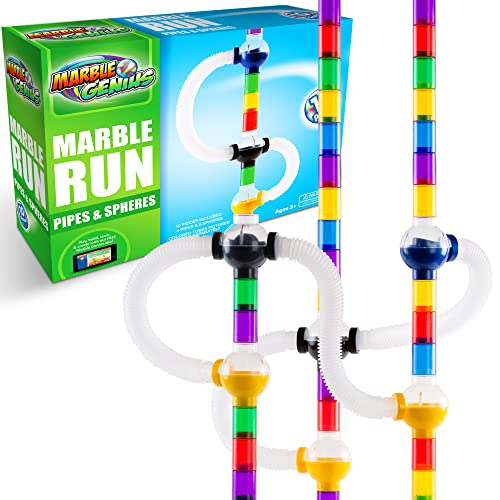 Marble Genius Tubi E Sfere Per Pista Per Biglie Accessori Set Aggiuntivo 10 Pezzi (4 Tubi, 1 Sfera A Rampa, 1 Sfera Alternata, 1 Sfera Dritta, 3 Sfere