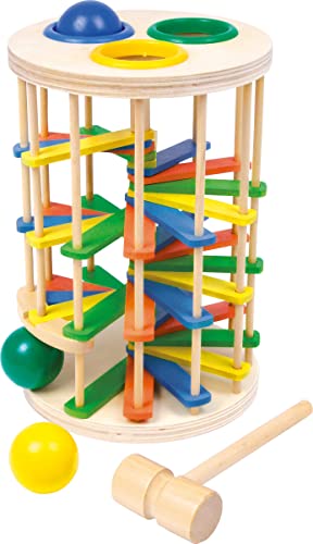 6569 Torre Con Martelletto Grande In Legno Small Foot, Gioco Da Colpire Con Tre Sfere Ed Un Martello, Da 18 Mesi