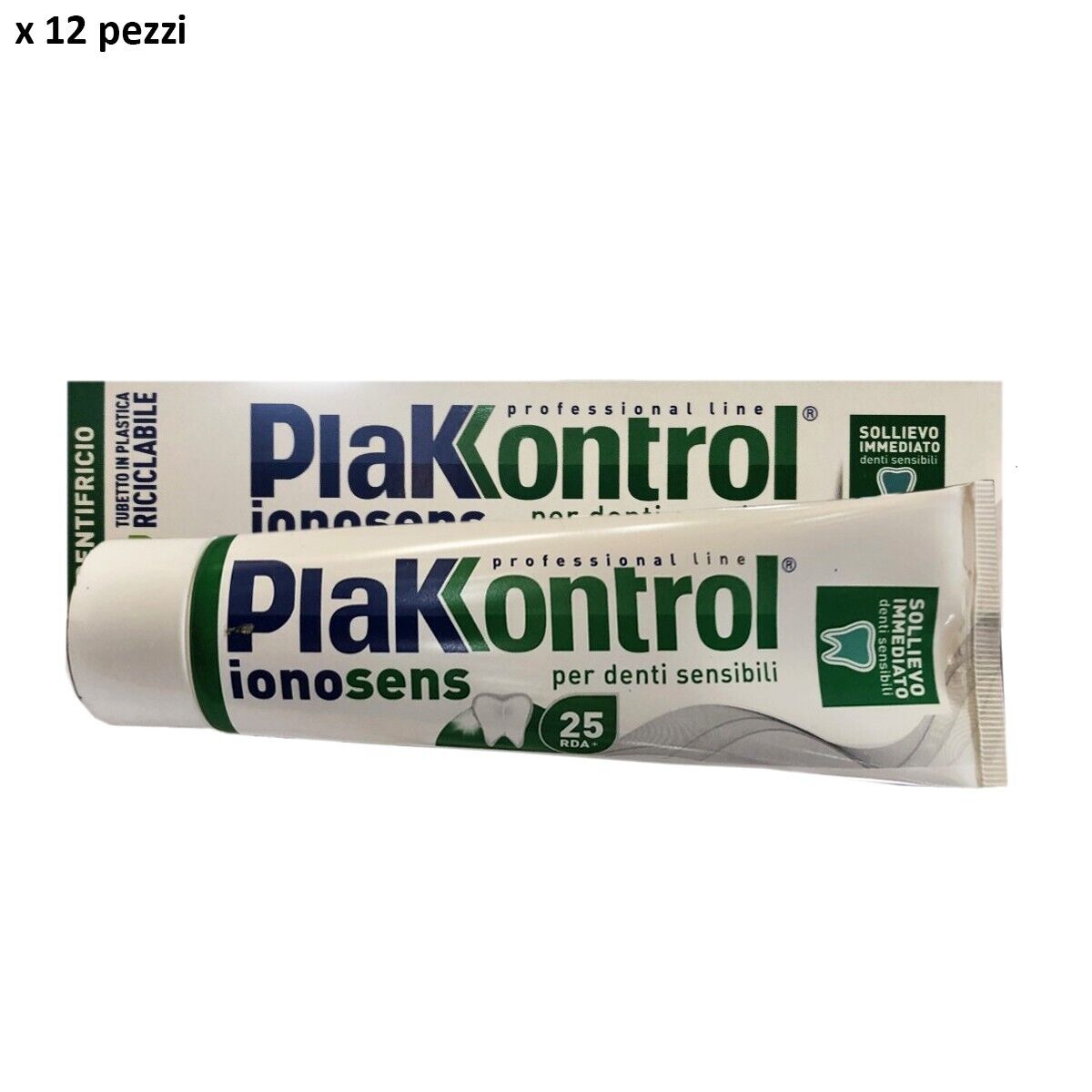 12pz Dentifricio Plak Kontrol Ionosens sollievo immediato denti sensibili 75ml