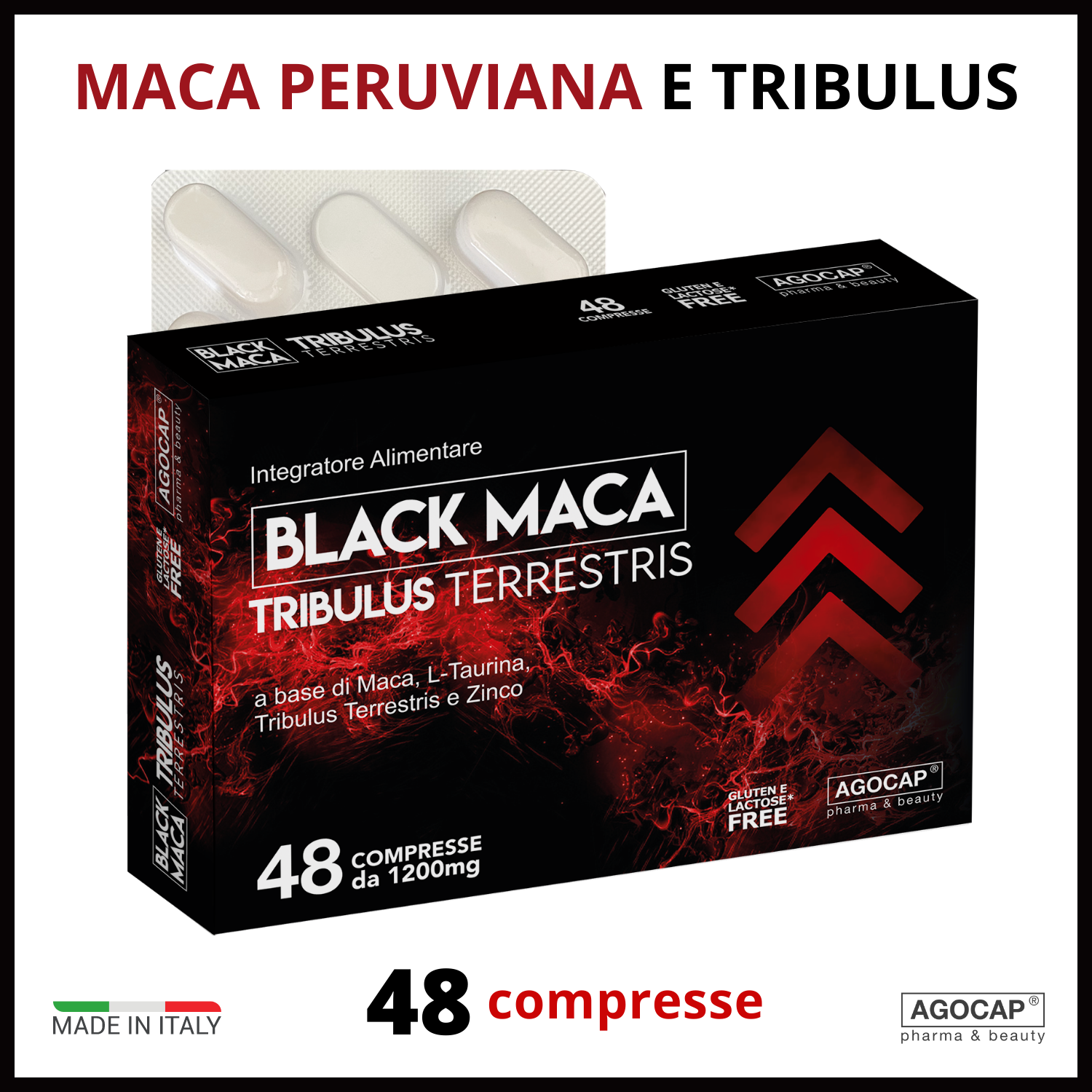 MACA PERUVIANA nera e Tribulus terrestris Integratore + taurina e zinco ENERGIA