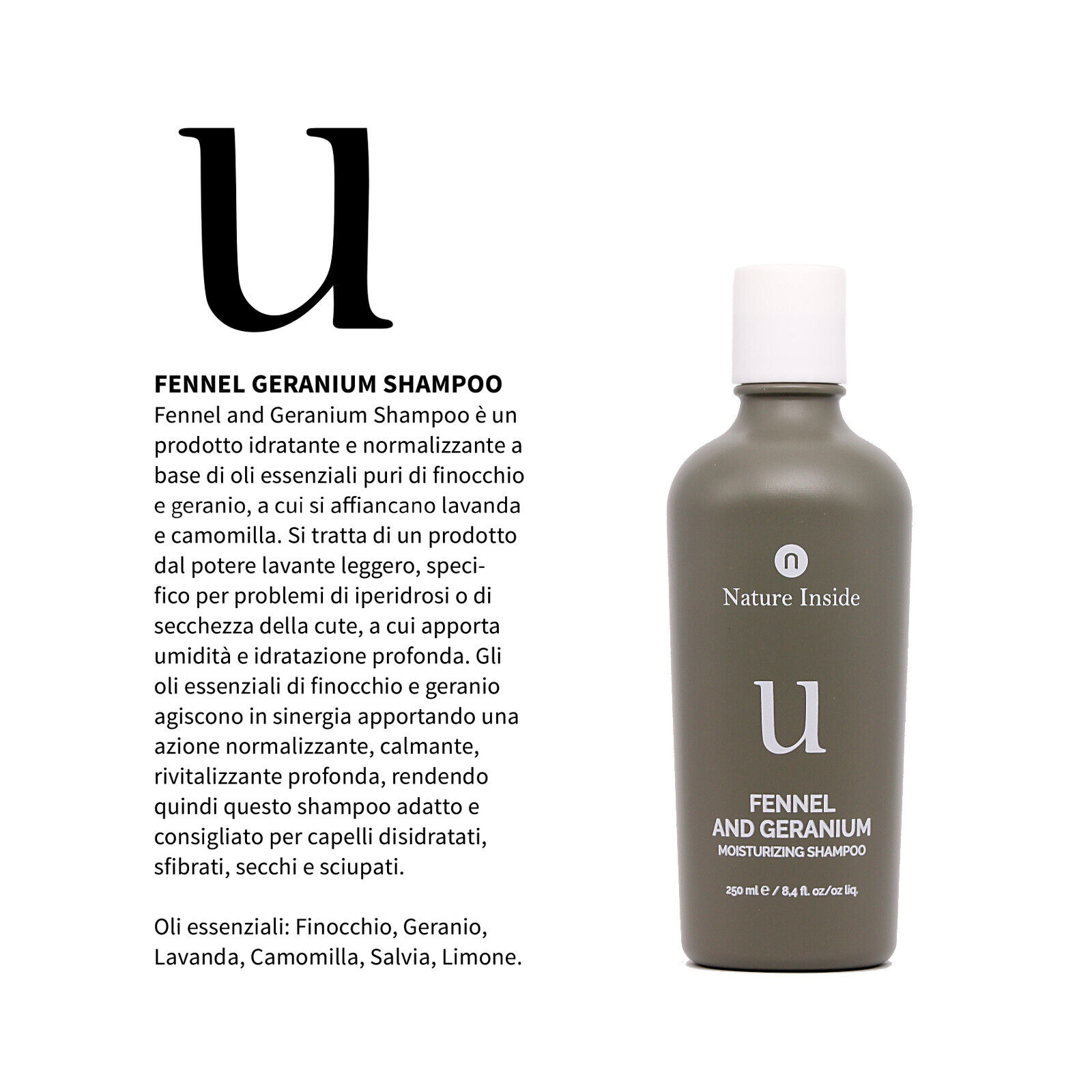 Naturalmente Shampoo Nature Inside Finocchio e Geranio - Capelli Secchi - 250ml