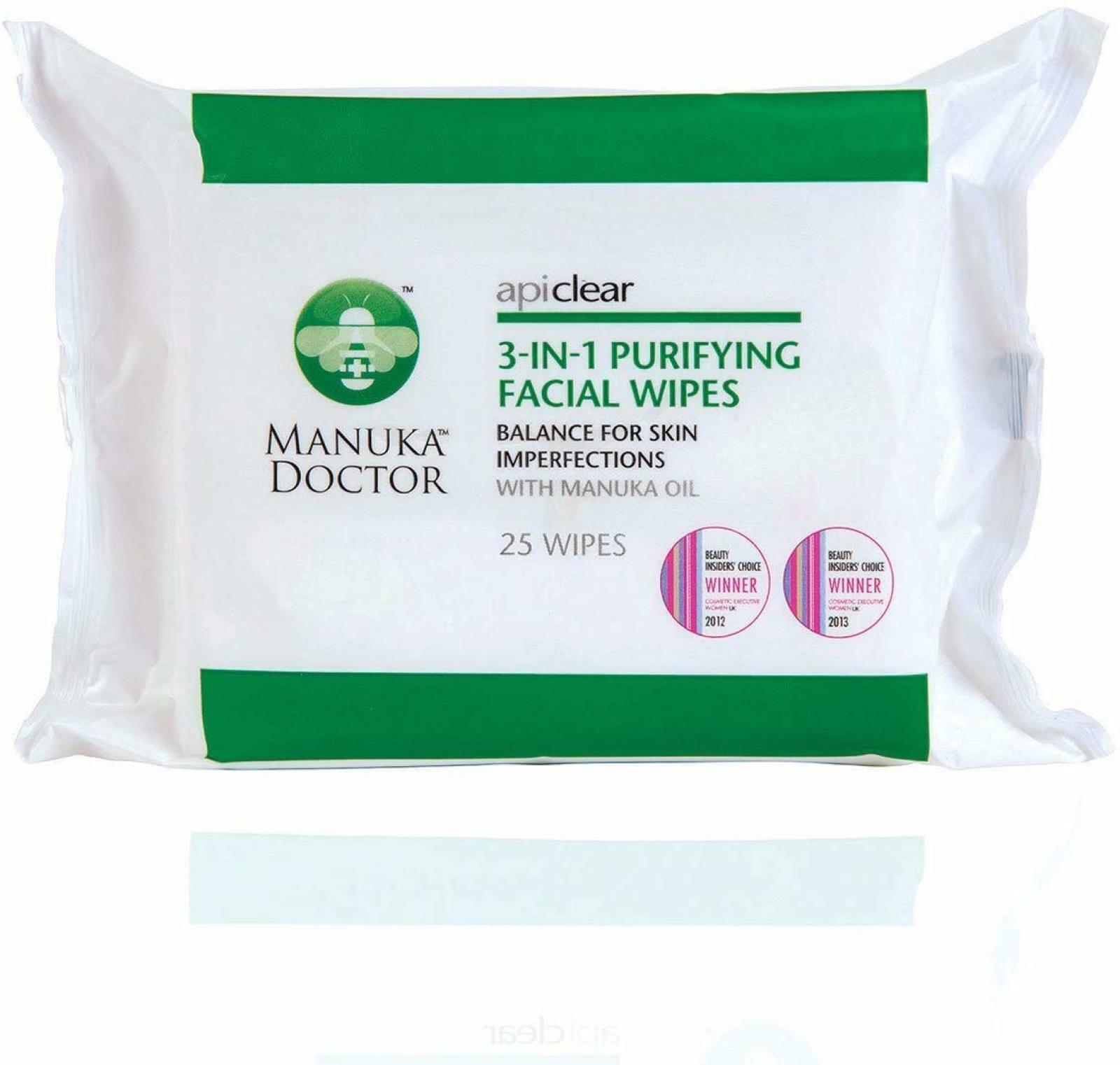 Manuka Doctor Apiclear 3 in 1 Purificante Facciale Salviette,Con Olio,25