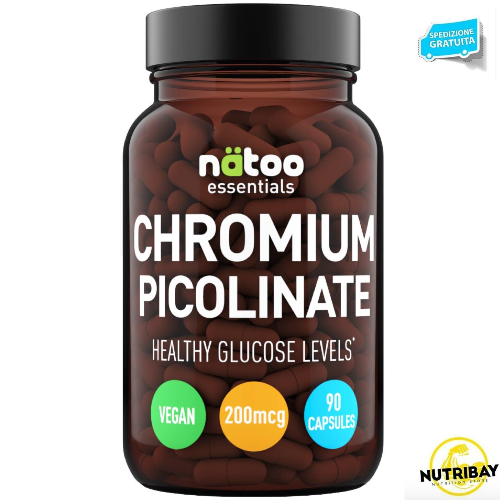 NATOO ESSENTIALS CHROMIUM PICOLINATE - 90 caps INTEGRATORE DI CROMO PICOLINATO